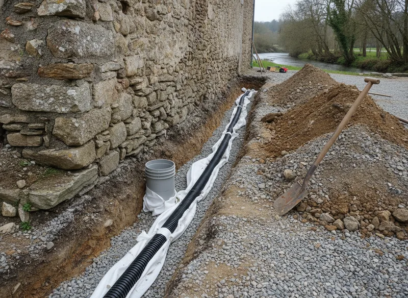 Drainage périphérique d'une maison à Pontivy