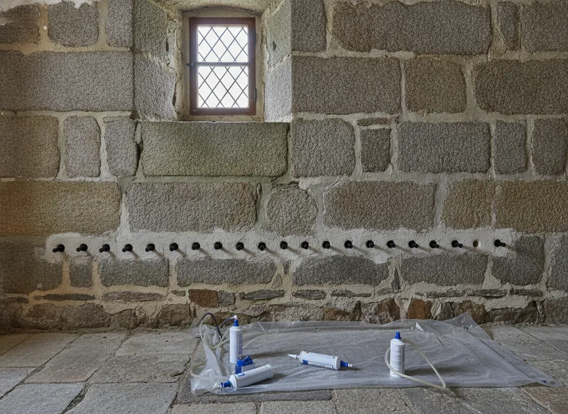 Injection de résine dans un mur de granit à Guérande